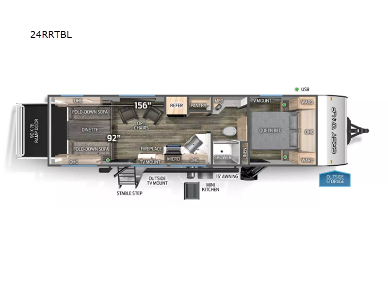 2024 Forest River Cherokee Grey Wolf Black Label 24RRTBL Black, Grey