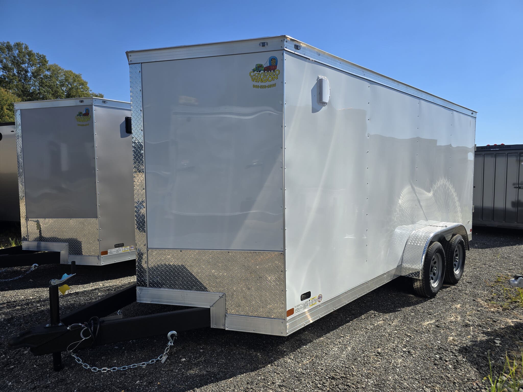 2024 Covered Wagon 7x16 white enclosed trailer w extra wide door